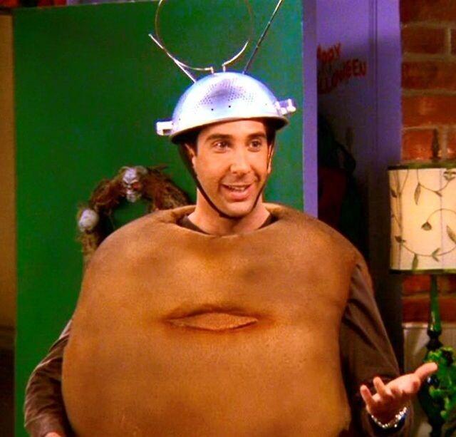 Spudnik. A Halloween costume mashup of Sputnik and a potato from the show Friends