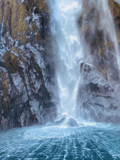 Waterfall in Milford Sound, New Zealand. Credit: me