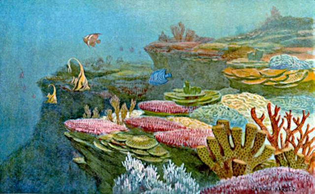 "Ancient Coral Reefs" by Heinrich Harder (~1920).

Heinrich Harder (1858-1935), Public domain, via Wikimedia Commons. Color edits.