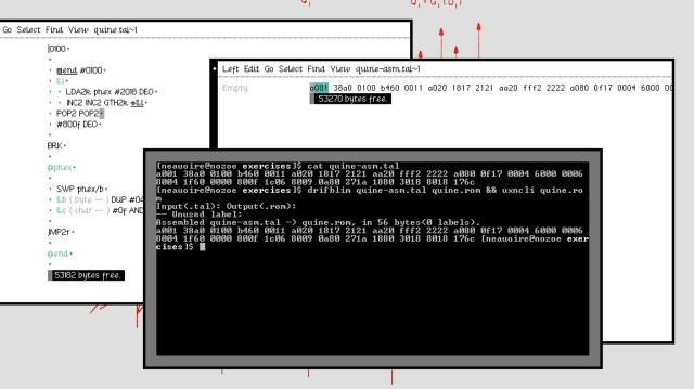 Quine program made from aw hex code.