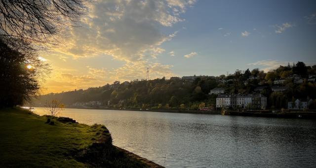 Sunset over the River Lee in Cork City, Ireland