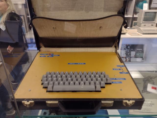 An Apple 1 computer on display at the System Source Computer Museum
