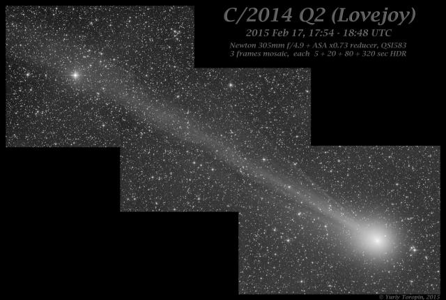 Comet C/2014 Q2 (Lovejoy) on February 17, 2015. 

Yuriy Toropin, CC BY-ND 2.0 via Flickr: https://flic.kr/p/qXGMPk