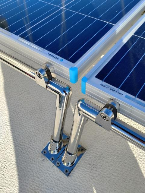 A view up close of the stainless steel mounting gear used to attach the panels 