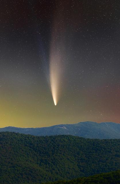 Comet C/2020 F3 NEOWISE on July 12, 2020.

Rex Robichaux, CC BY 2.0, via Wikimedia Commons or Flickr: https://flic.kr/p/2jkYrX3

Color edits.