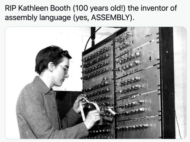 Kathleen Booth, inventor of the computer assembly language back in the 1950s.