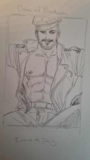 Pencil sketch of John Mastodon fanart! Very homoerotic and inspired by Tom of Finland