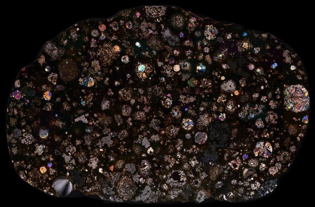 "Northwest Africa (NWA) 3118 Meteorite Thin Section."

Solar Anamnesis, CC BY-NC-ND via Flickr: https://flic.kr/p/2kiAGEN