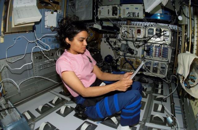 Chawla aboard the space shuttle on January 27, 2003. Image: Getty