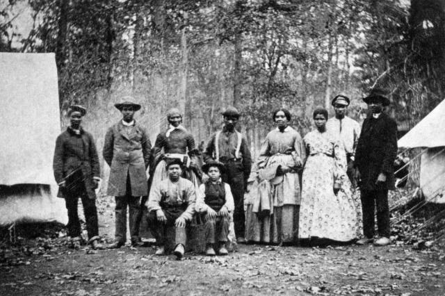 B/w photo of Juneteenth celebration in late 19 century.