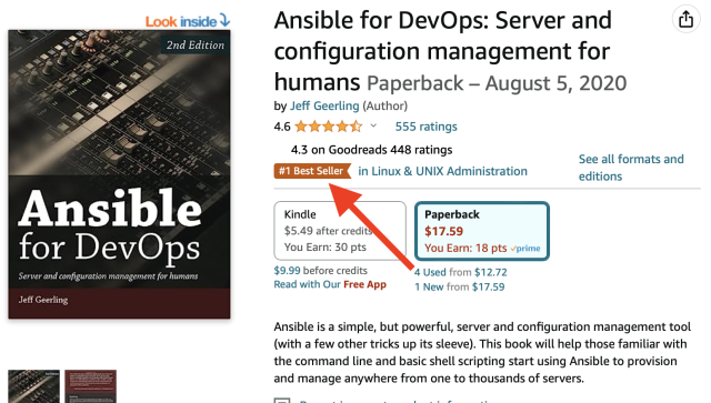 Ansible for DevOps is the #1 best seller on Amazon for Linux & UNIX Administration