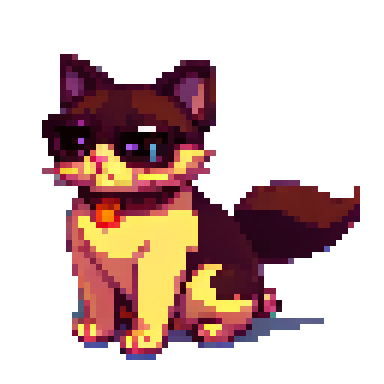 pixel art of a cute cat wearing sunglasses
