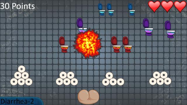 PooShooter: Toilet Invaders screenshot, yes it's a bum fighting toilets and yes it's a real game