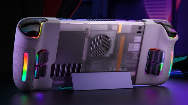 Steam Deck with RGB backplate and side grips
