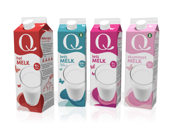4 cartons of milk from the Norwegian brand "Q"