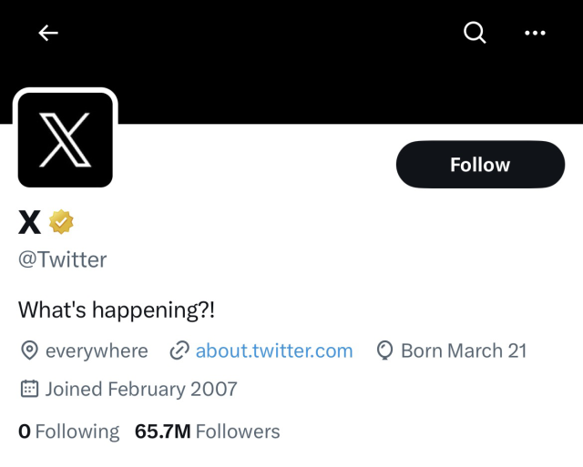 Screenshot of @twitter 