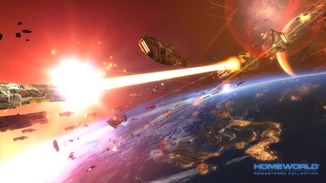 Homeworld Remastered Collection - screenshot showing a big space battle