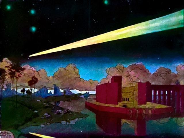 "Comet" by Heorhiy Narbut (1919).

Heorhiy Narbut, Public domain, via Wikimedia Commons. Color edits.