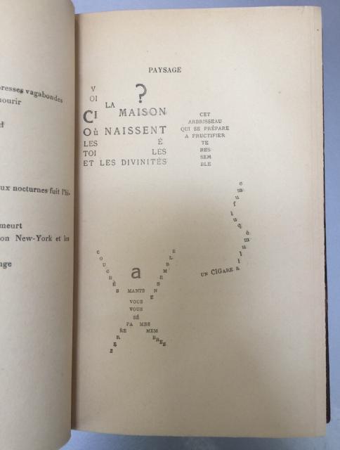 French language visual poems with the letters of the poems forming visual shapes