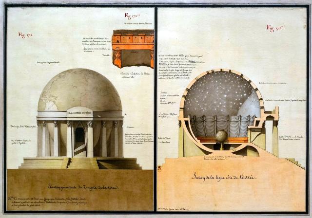 "Design for a Temple of the Earth", from "Civil Architecture," by Jean-Jacques Lequeu (1794).

Daderot, Public domain, via Wikimedia Commons. Color edits.