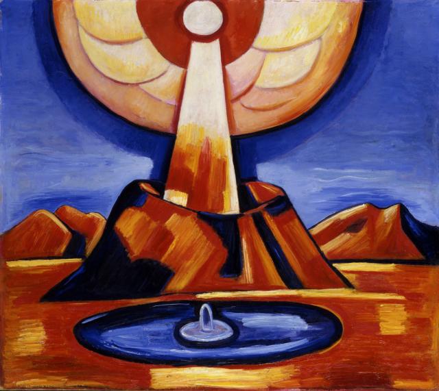 "Yliaster (Paracelsus)," 1932, oil on paperboard mounted on particleboard, by Marsden Hartley.

The Smithsonian, CC BY-SA 4.0, via Wikimedia Commons.