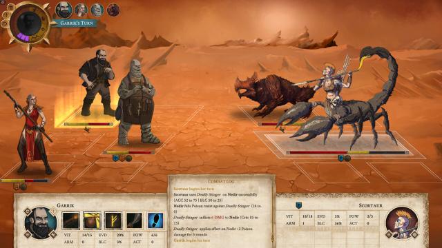 Vagrus - The Riven Realms screenshot showing a battle