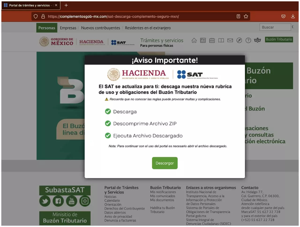 sat sitio suplantado