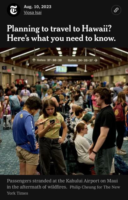 New York Times article titled “Planning to travel to Hawaii? Here’s what you need to know.“
