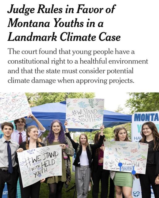 Youth plaintiffs in Held v. State of Montana gathered in June at Pioneer Park in Helena, Mont. Credit: Janie Osborne for The New York Times
