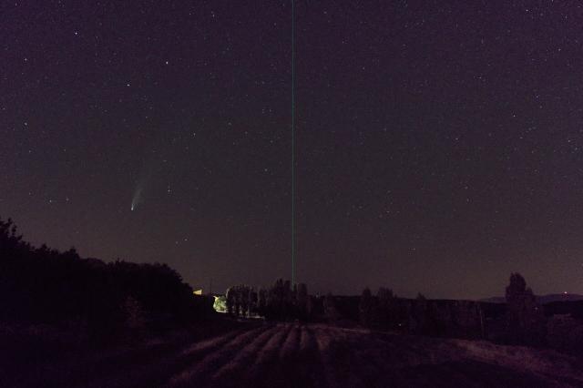 "Comet Neowise over lavender fields in Provence next to l'Observatoire de Haute-Provence" (2020).

Compo, CC BY-SA 4.0, via Wikimedia Commons.