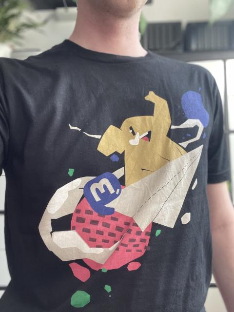 Me wearing a nice T-shirt with the Mastodon mascot