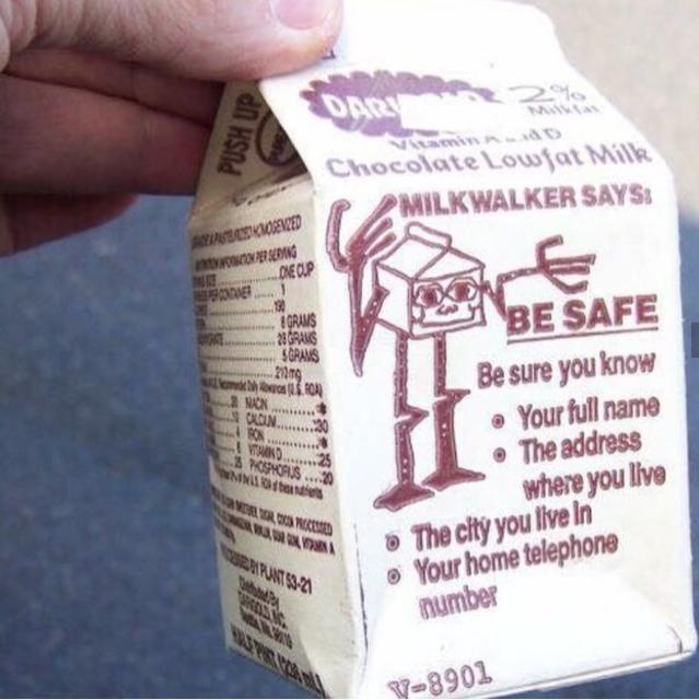 a milk carton starring milkwalker and his safety tips for children