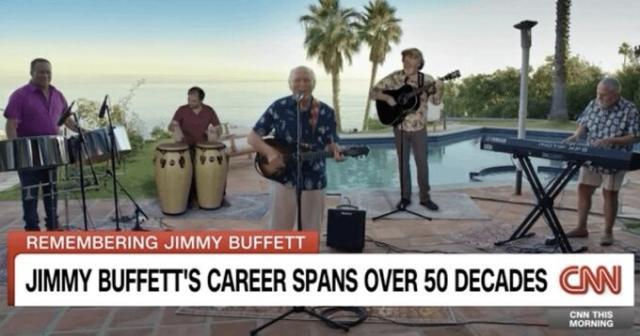 CNN chryon over a picture of Jimmy Buffet and the Coral Reefer Band stating:
Jimmy Buffet's career spanned 50 decades