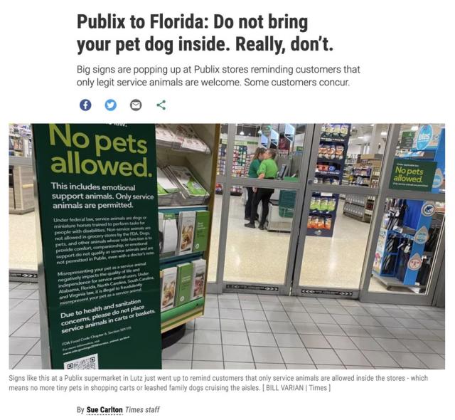 no dogs in publix