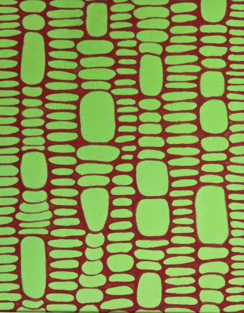 green and red ochre watercolor with plant vessel pattern 