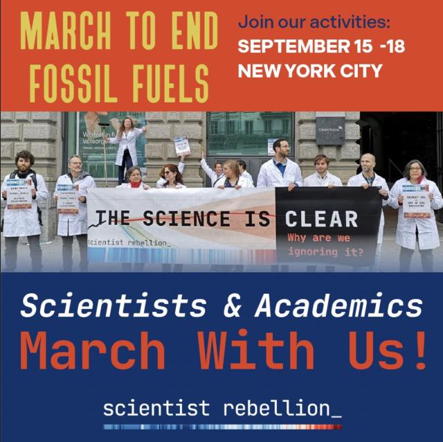 March to End Fossil Fuels, September 17, NYC. Call to join Scientists and Academics contingent