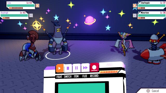 Cassette Beasts DLC screenshot showing a battle