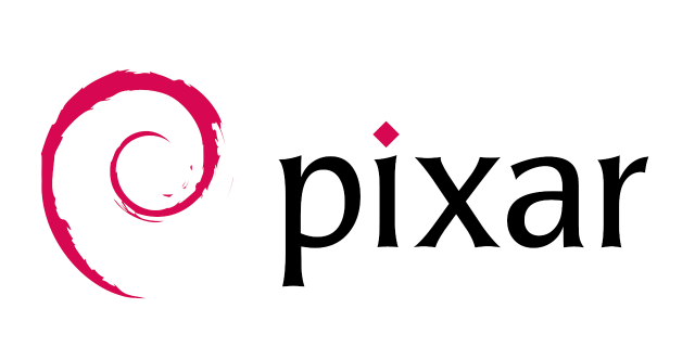 Debian logo parody with the text swapped with "pixar"