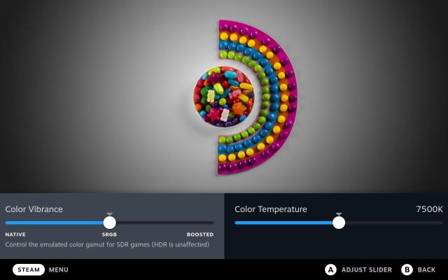 Steam Deck display colour settings