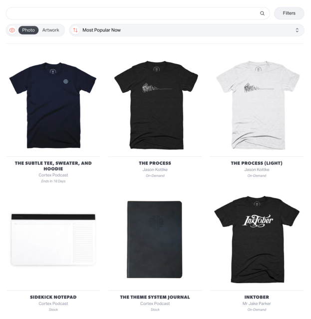 A screenshot of the Cotton Bureau store showing the six most popular items