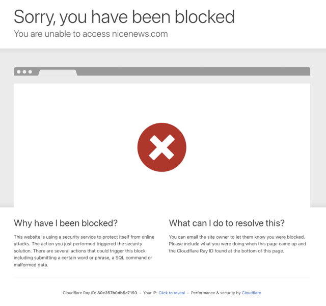 Cloudflares Sorry you have been blocked