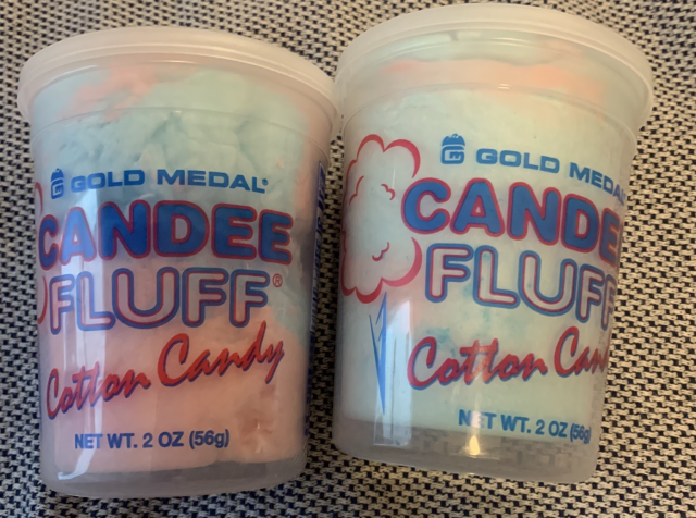 Two containers of cotton candy 