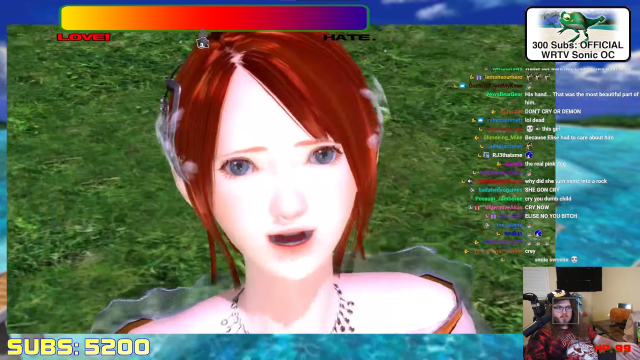 Elise looks directly into the camera