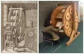 A medieval giant wheel for scrolling multiple books