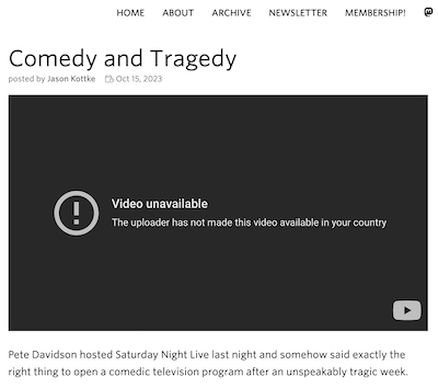 notice saying “Video unavailable in your country.” 