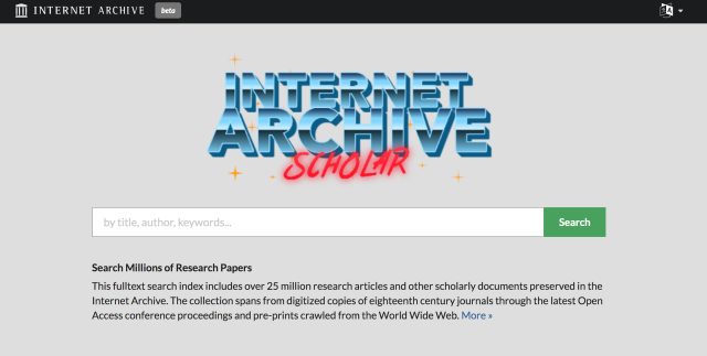 A screenshot of the Internet Archive Scholar search engine interface