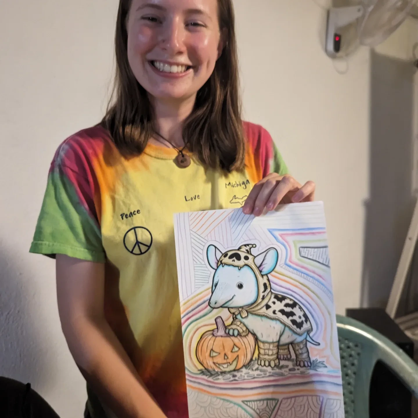 AI generated coloring book page hummingbird mummy