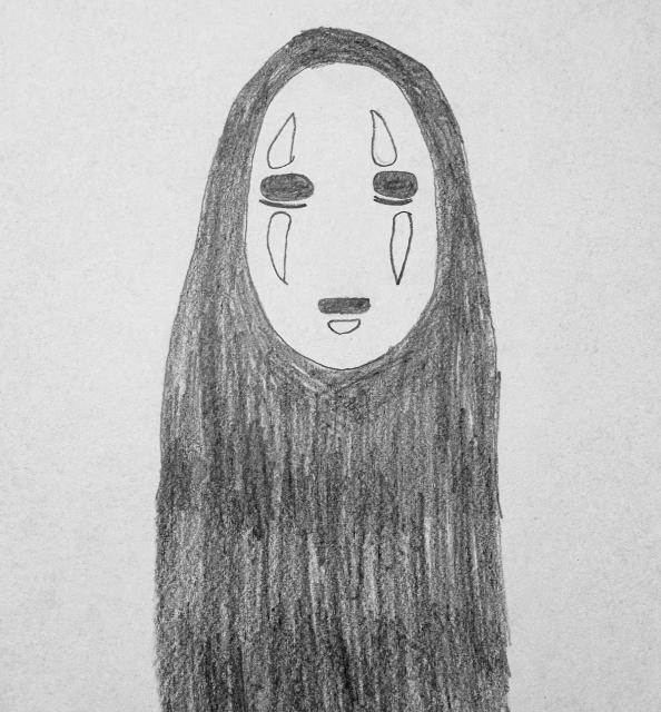 Pencil drawing of No Face from Spirited Away by me.