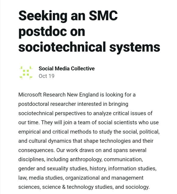 Announcement for SMC Postdoc position