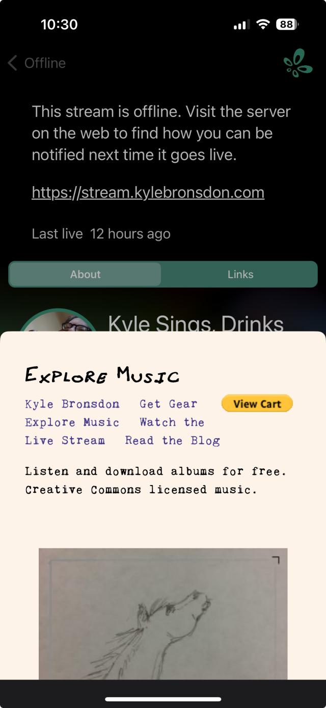Screenshot from the Owncasts iOS application showing an in-app action.